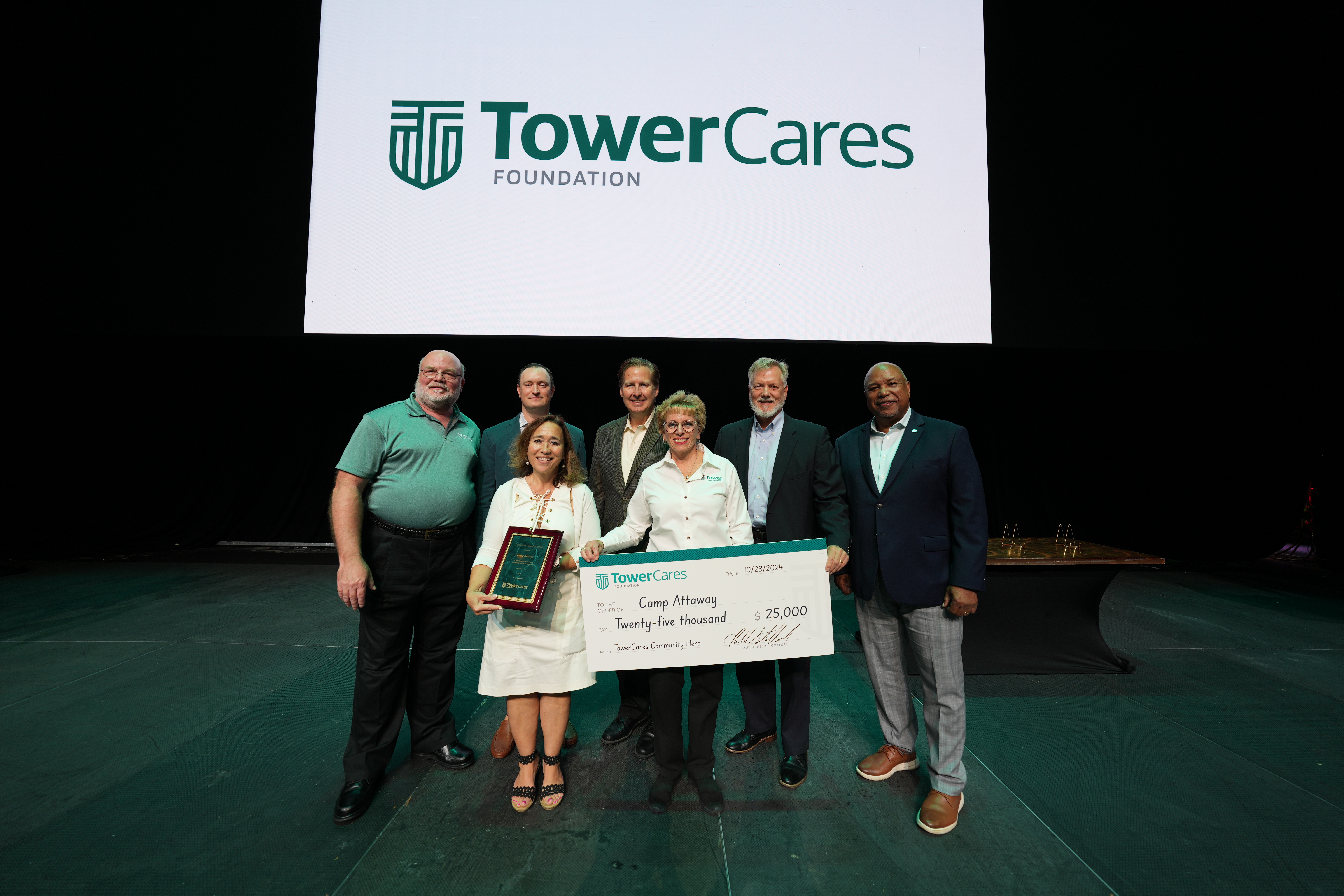 TowerCares check presentation Camp Attaway